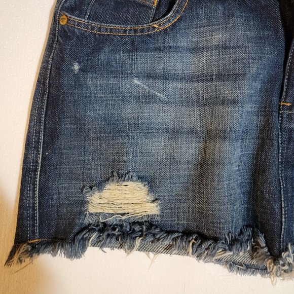 Sexy Mossimo Supply Co. Distressed Denim Skirt Size Large - Picture 4 of 8